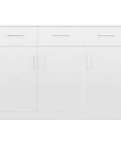 vidaXL Sideboard High Gloss White 110x34x75 cm Chipboard