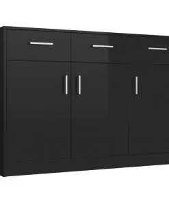 vidaXL Sideboard High Gloss Black 110x34x75 cm Chipboard