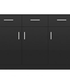 vidaXL Sideboard High Gloss Black 110x34x75 cm Chipboard