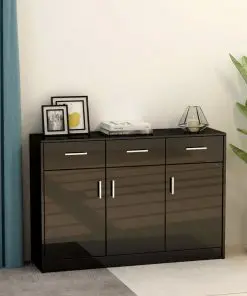vidaXL Sideboard High Gloss Black 110x34x75 cm Chipboard