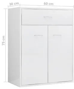 vidaXL Sideboard High Gloss White 60x30x75 cm Chipboard