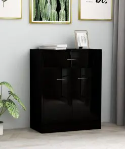 vidaXL Sideboard High Gloss Black 60x30x75 cm Chipboard