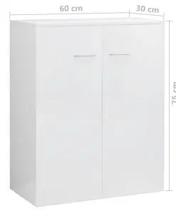 vidaXL Sideboard High Gloss White 60x30x75 cm Chipboard