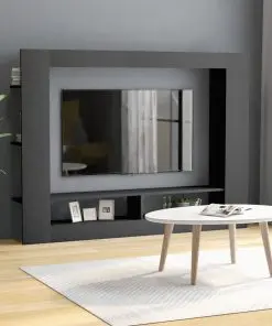 vidaXL TV Cabinet Grey 152x22x113 cm Chipboard