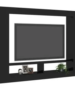 vidaXL TV Cabinet High Gloss Black 152x22x113 cm Chipboard