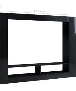 vidaXL TV Cabinet High Gloss Black 152x22x113 cm Chipboard