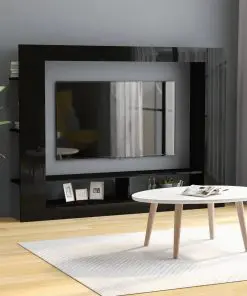 vidaXL TV Cabinet High Gloss Black 152x22x113 cm Chipboard