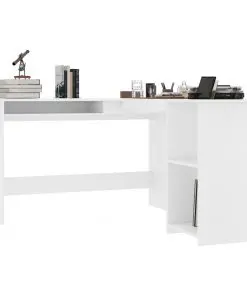 vidaXL L-Shaped Corner Desk White 120x140x75 cm Chipboard