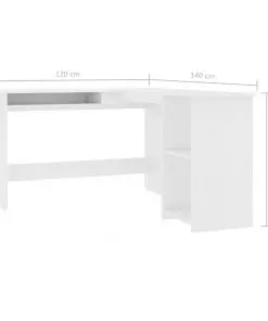 vidaXL L-Shaped Corner Desk White 120x140x75 cm Chipboard