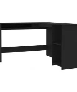 vidaXL L-Shaped Corner Desk Black 120x140x75 cm Chipboard