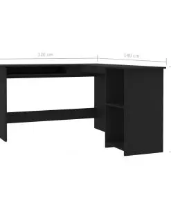 vidaXL L-Shaped Corner Desk Black 120x140x75 cm Chipboard