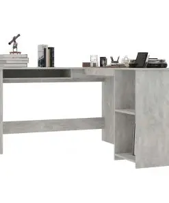 vidaXL L-Shaped Corner Desk Concrete Grey 120x140x75 cm Chipboard
