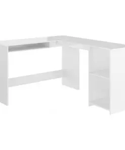 vidaXL L-Shaped Corner Desk High Gloss White 120x140x75 cm Chipboard