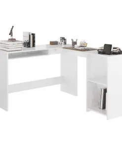 vidaXL L-Shaped Corner Desk High Gloss White 120x140x75 cm Chipboard