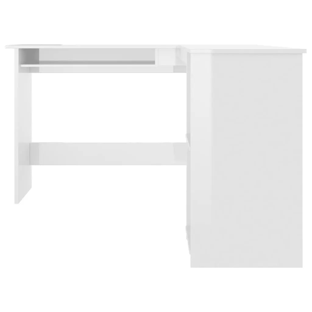 vidaXL L-Shaped Corner Desk High Gloss White 120x140x75 cm Chipboard