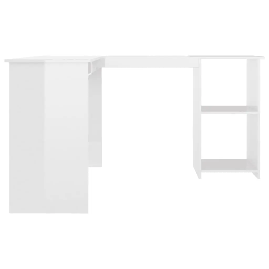 vidaXL L-Shaped Corner Desk High Gloss White 120x140x75 cm Chipboard