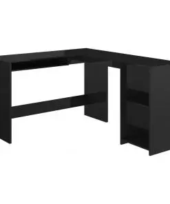 vidaXL L-Shaped Corner Desk High Gloss Black 120x140x75 cm Chipboard