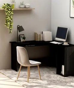 vidaXL L-Shaped Corner Desk High Gloss Black 120x140x75 cm Chipboard