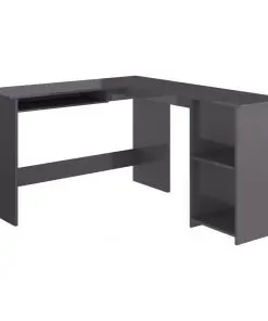vidaXL L-Shaped Corner Desk High Gloss Grey 120x140x75 cm Chipboard
