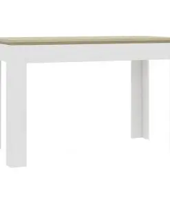 vidaXL Dining Table White and Sonoma Oak 120x60x76 cm Chipboard