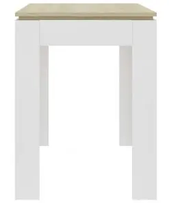 vidaXL Dining Table White and Sonoma Oak 120x60x76 cm Chipboard
