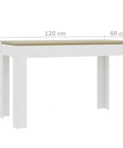 vidaXL Dining Table White and Sonoma Oak 120x60x76 cm Chipboard