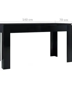 vidaXL Dining Table High Gloss Black 140x70x76 cm Chipboard
