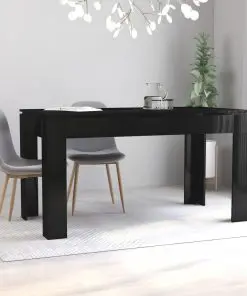 vidaXL Dining Table High Gloss Black 140x70x76 cm Chipboard