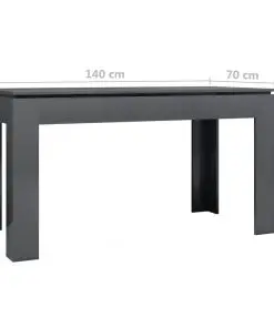 vidaXL Dining Table High Gloss Grey 140x70x76 cm Chipboard