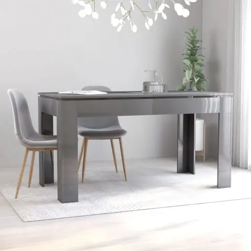 vidaXL Dining Table High Gloss Grey 140x70x76 cm Chipboard