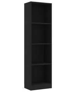 vidaXL 4-Tier Book Cabinet Black 40x24x142 cm Chipboard
