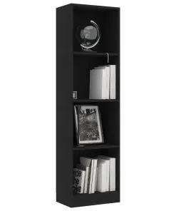 vidaXL 4-Tier Book Cabinet Black 40x24x142 cm Chipboard