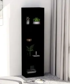 vidaXL 4-Tier Book Cabinet Black 40x24x142 cm Chipboard
