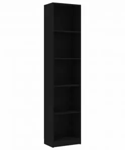 vidaXL 5-Tier Book Cabinet Black 40x24x175 cm Chipboard