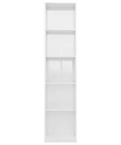 vidaXL 5-Tier Book Cabinet High Gloss White 40x24x175 cm Chipboard