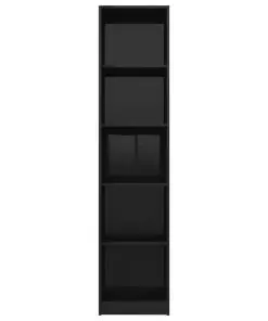 vidaXL 5-Tier Book Cabinet High Gloss Black 40x24x175 cm Chipboard