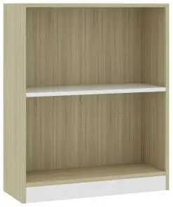 vidaXL Bookshelf White and Sonoma Oak 60x24x74.5 cm Chipboard