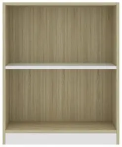 vidaXL Bookshelf White and Sonoma Oak 60x24x74.5 cm Chipboard