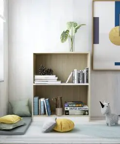 vidaXL Bookshelf White and Sonoma Oak 60x24x74.5 cm Chipboard