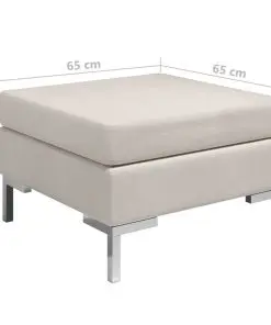 vidaXL Sectional Footrest with Cushion Farbic Cream