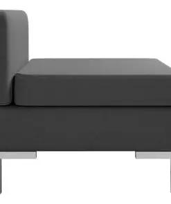 vidaXL Sectional Middle Sofa with Cushion Fabric Dark Grey