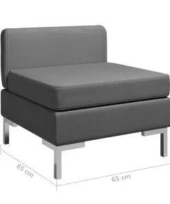 vidaXL Sectional Middle Sofa with Cushion Fabric Dark Grey