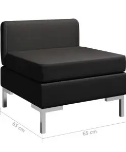 vidaXL Sectional Middle Sofa with Cushion Fabric Black