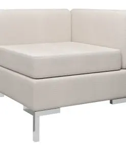 vidaXL Sectional Corner Sofa with Cushion Fabric Cream