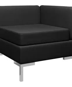 vidaXL Sectional Corner Sofa with Cushion Fabric Black