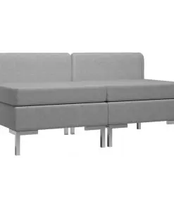 vidaXL Sectional Middle Sofas 2 pcs with Cushions Fabric Light Grey