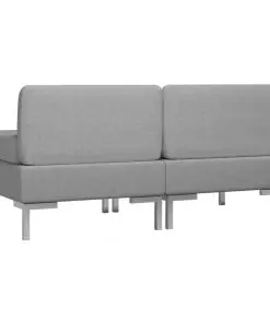 vidaXL Sectional Middle Sofas 2 pcs with Cushions Fabric Light Grey