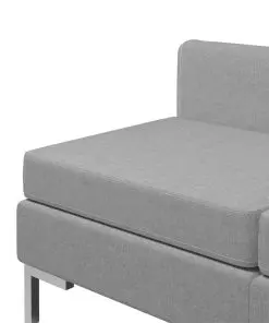 vidaXL Sectional Middle Sofas 2 pcs with Cushions Fabric Light Grey