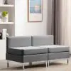 vidaXL Sectional Middle Sofas 2 pcs with Cushions Fabric Light Grey