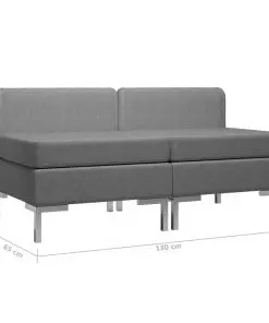 vidaXL Sectional Middle Sofas 2 pcs with Cushions Fabric Dark Grey